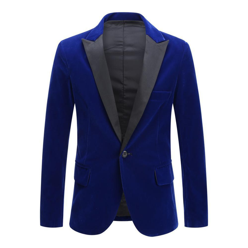 Herren Samt Wein Rot Königsblau Schwarz Mantel Host Hochzeit Gentleman Anzug Bankett Kleid_voghion.com