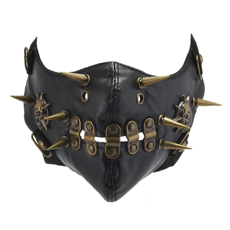 Met studs versierde punk spikes schedel persoonlijkheid trendy zwart accessoire leren masker_voghion.com
