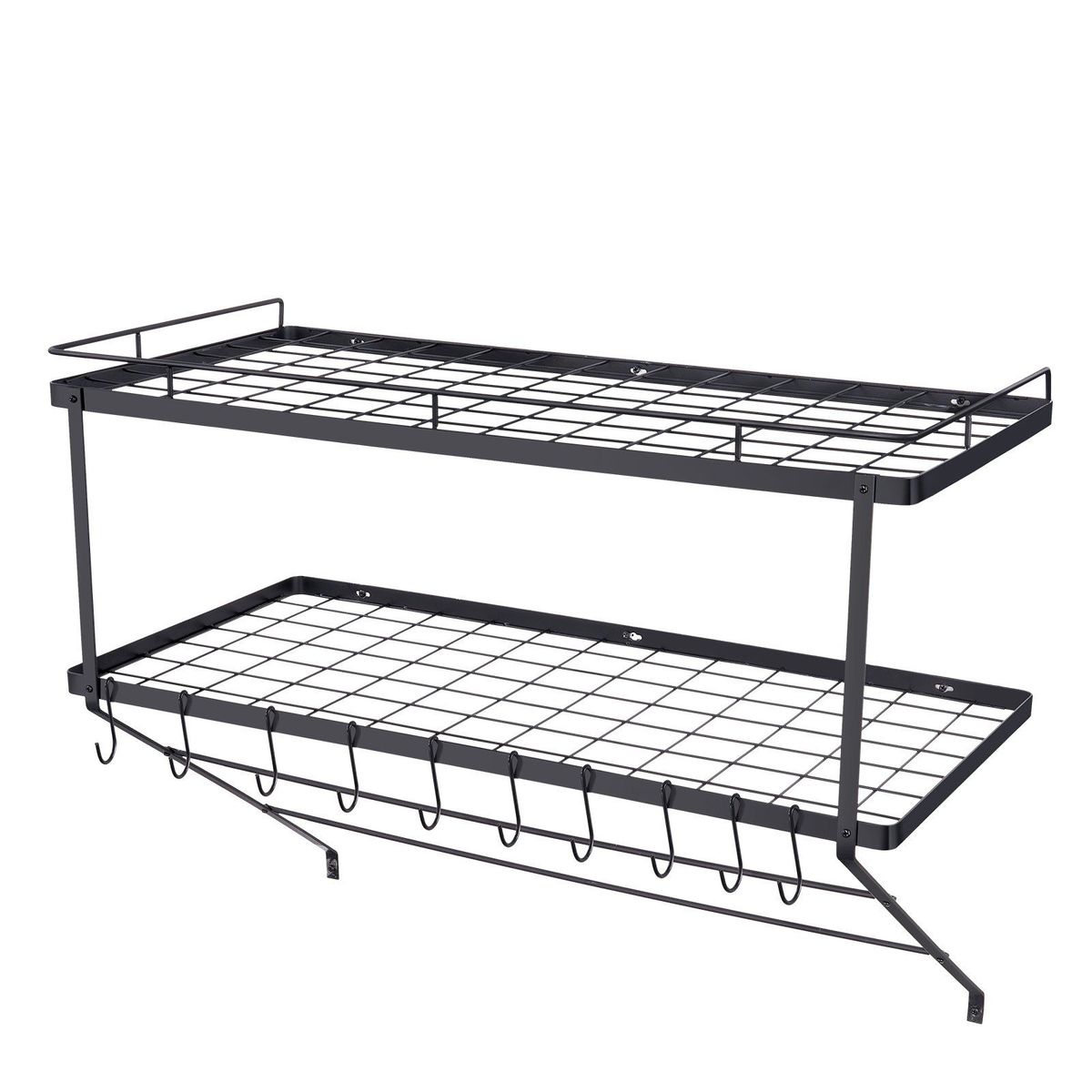 VEVOR Pot Rack Wall Mounted, 30 Inch Pot And Pan Hanging Rack, Pot And Pan Hanger With 12 S Hooks, 55 Lbs Loading Weight, Ideal For Pans, Utensils, Cookware In Kitchen_voghion.com