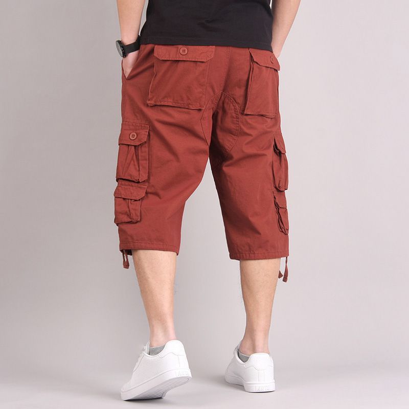 Men's Clothing Summer men's multi pocket casual shorts cropped trousers youth workwear shorts pure cotton loose breeches thin shorts_voghion.com