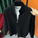 Cardigan casual masculino, ajuste solto para primavera e outono, jaqueta masculina com zíper, suéter de malha, estilo preguiçoso_voghion.com