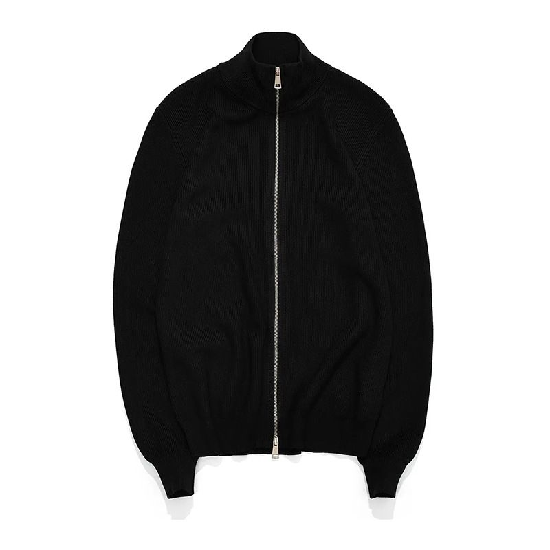 Roupas Masculinas Cardigã Masculino Slim Fit com Zíper - Suéter Casual Pulôver com Gola Alta e Zíperes Duplos (Cinza, Verde, Bege, Preto)_voghion.com