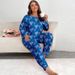 Sömnkläder för kvinnor Pyjamas Stor storlek Enaxel långärmade byxor Hjärttryckta Hemkläder Kostymer_voghion.com