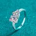 Sterling Silver Ring For Women Irregular Shape Moissanite And Emerald Cut, Plated With PT950 Gold_voghion.com