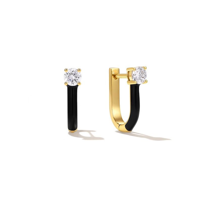 Orecchini pendenti a forma di U con cristalli - Gioielli pendenti in smalto di lusso leggero, orecchini alla moda con accessori in strass fatti a mano_voghion.com