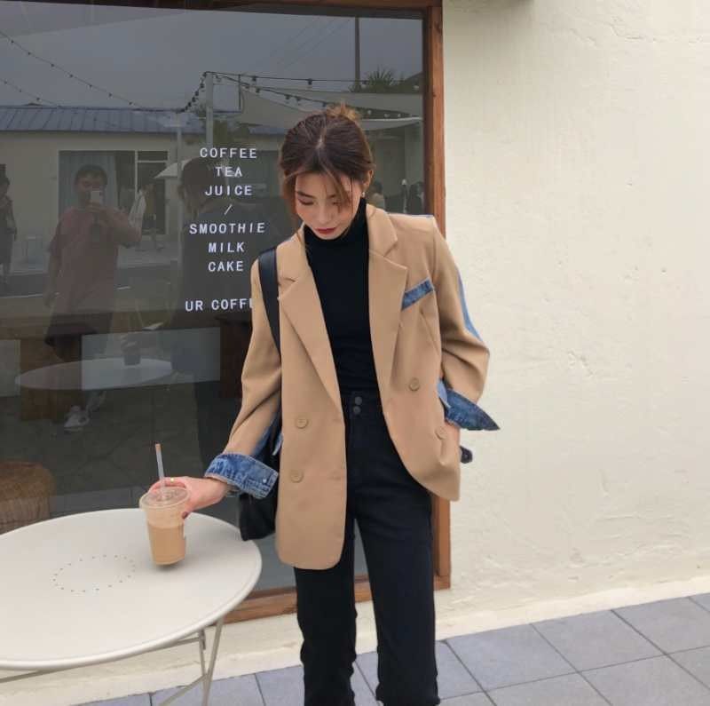 Einzigartiges Design Denim Patchwork Jacke für Frauen im Frühling und Sommer, dünn, High-End, explosiv, lässig, personalisiert,_voghion.com