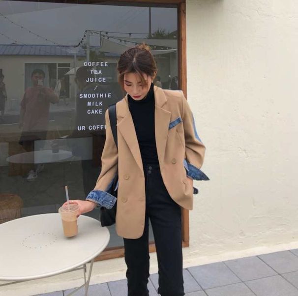 Einzigartiges Design Denim Patchwork Jacke für Frauen im Frühling und Sommer, dünn, High-End, explosiv, lässig, personalisiert,_voghion.com