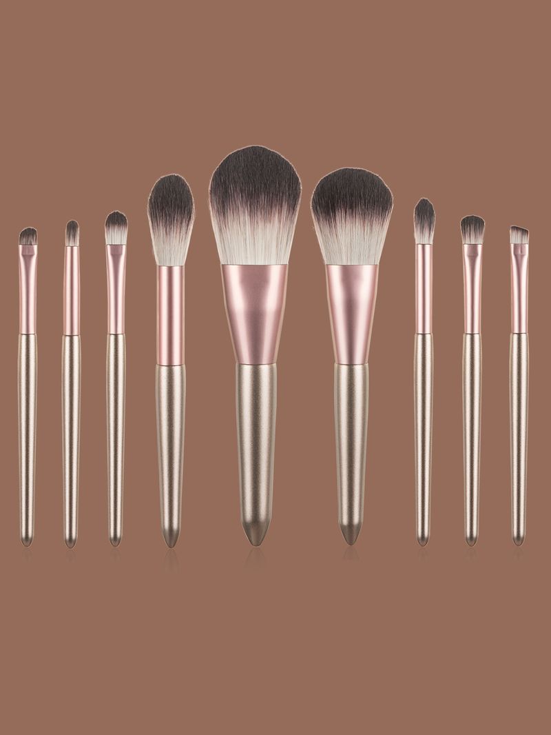 9 pcs brown quality makeup brush set_voghion.com
