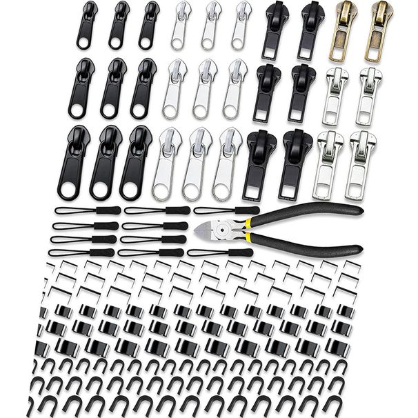 Réparation de fermeture éclair, réparation de fermeture éclair, 159 pièces, curseur de fermeture éclair, veste, sac, manteau, sac à dos, ensemble 3 tailles #3#5#8_voghion.com