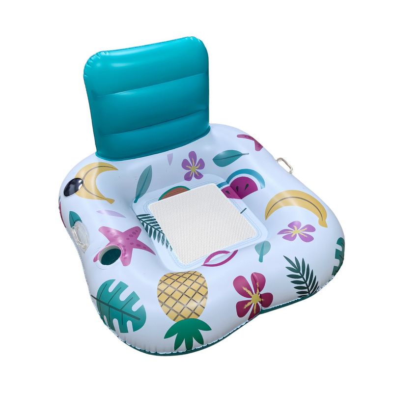 Cadeira inflável solar com luz noturna e espreguiçadeira aquática para piscina adulta, encosto de malha para sentar em círculo_voghion.com