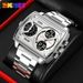 Shimei Dual Display Multi-Function Four-Time Electronic For Men, Large Dial, Heavy Fashion Steel Band Watch_voghion.com