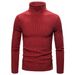 Maglione a collo alto solido da uomo autunno e inverno versione coreana pullover a righe per ragazzi slim fit con filo lavorato a maglia sul fondo_voghion.com