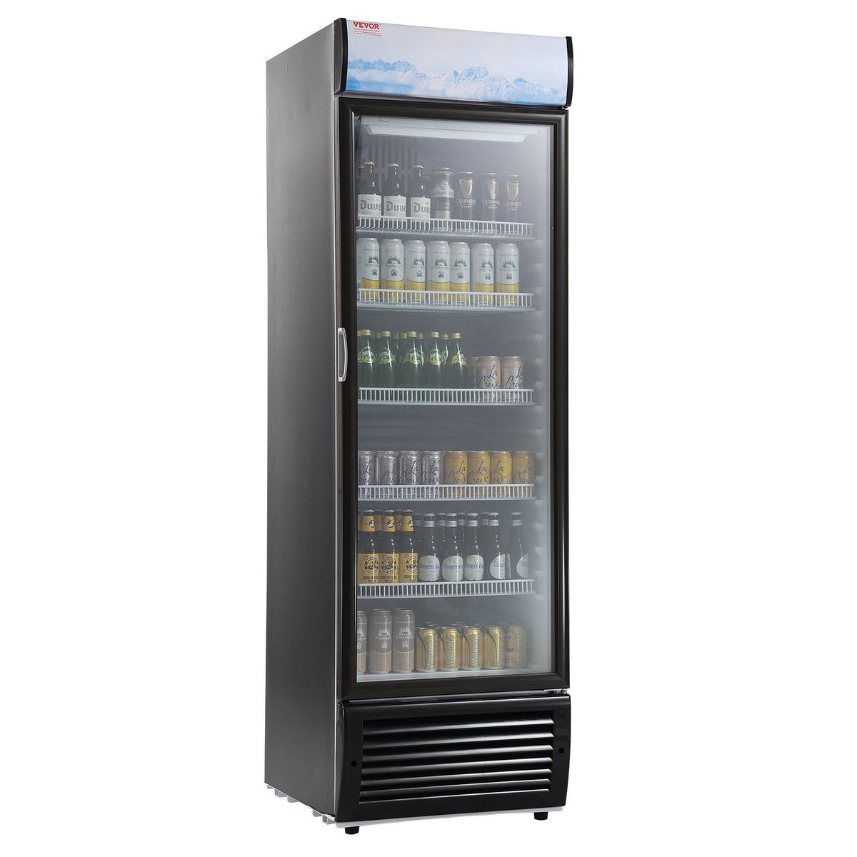 VEVOR Commercial Merchandiser Refrigerator, 14.8 Cu.Ft / 420L Beverage Refrigerator Cooler Merchandiser, Glass Door Display Refrigerator Upright Fridge With 5 Adjustable Shelves, Customizable Lightbox_voghion.com