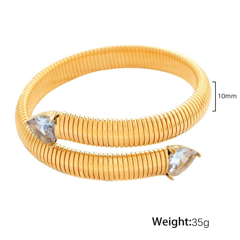 Bracelet en acier titane pour femme, design de niche, tendance, os de serpent exagéré, élastique, personnalité, style froid avancé_voghion.com