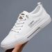 New Shoes For Men Genuine Leather Casual Shoes Concise White Flat Skateboard Shoes Street Cool Slip-on Sneaker_voghion.com