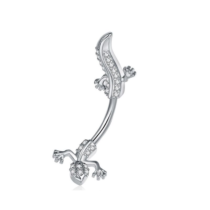 Grenzüberschreitender europäischer und amerikanischer Piercing-Bauchnabelpiercing mit Eidechsenmotiv und Diamanten_voghion.com