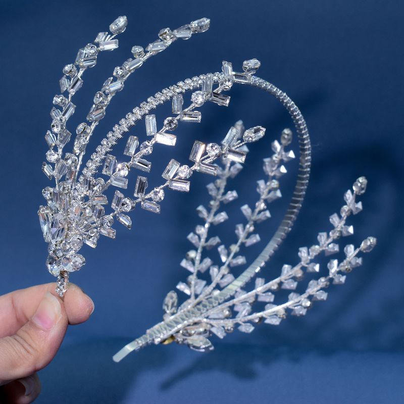 Bridal Headband Headdress Square Diamond Shaped Headband Hair Crown Accessories_voghion.com