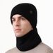 Autumn Winter Warm Versatile Men's Fleece-Lined Thickened Ear Protection Knitted Hat Scarf Gloves Two-Piece Set_voghion.com