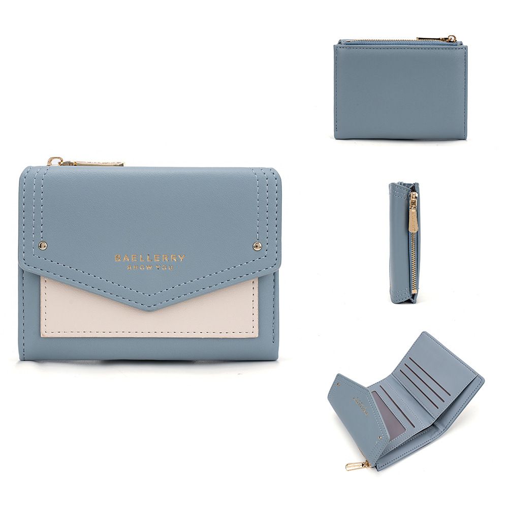 Portafoglio da donna corto Baellerry moda colore a contrasto multi-card slot portamonete con cerniera porta carte femminile_voghion.com
