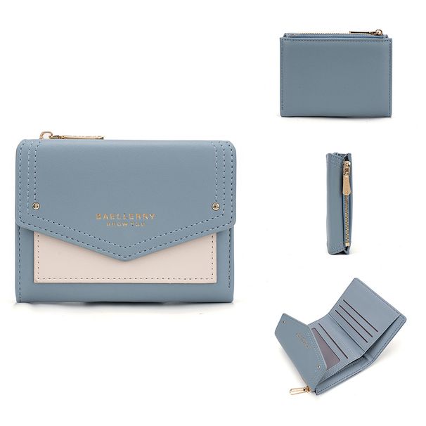 Portafoglio da donna corto Baellerry moda colore a contrasto multi-card slot portamonete con cerniera porta carte femminile_voghion.com