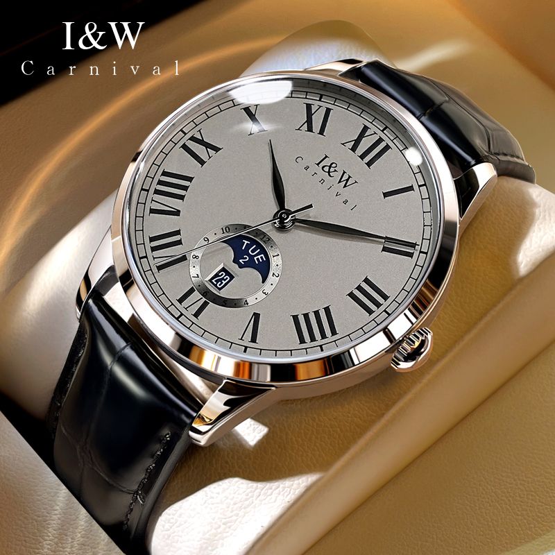 Carnival Brand I&W High-end Series Luxury MIYOTA Movement Mechanical Watch Men Leather Strap Week Date Automatic Watches Mens_voghion.com