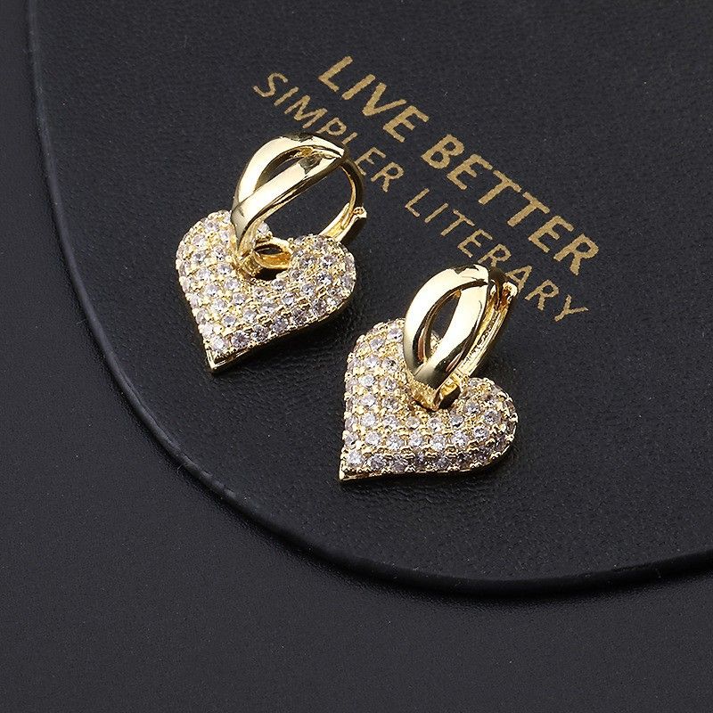 Kupfer-Zirkon im Vintage-Stil für Damen – Minimalistische geometrische Ohrhänger_voghion.com