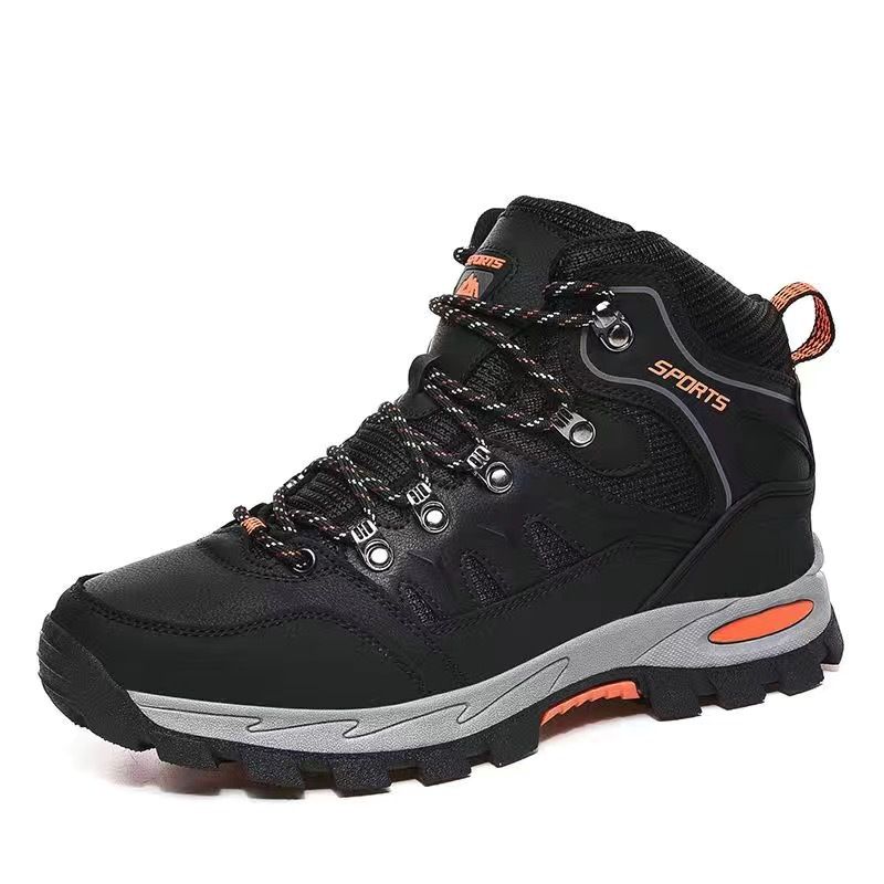 Autumn and winter cross-border couples outdoor hiking shoes mid-top hiking shoes plus velvet to keep warm casual sports plus size for men and women_voghion.com