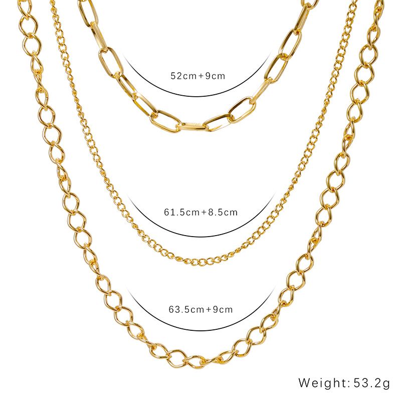 Temperamento barocco francese set di tre pezzi collana di metallo irregolare collana in stile ins design di nicchia femminile senso luce lusso_voghion.com