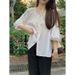 Cotton And Linen Lantern-Sleeved, Shoulder-Length Short-Sleeved Shirt For Women, Summer Design Sense, Baby Shirt Shirt T_voghion.com