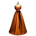 Off-Shoulder A-Line Satin Gown – Elegant & Vibrant (Orange, XS-3XL) For Singing Performances, Hosting & Special Events_voghion.com