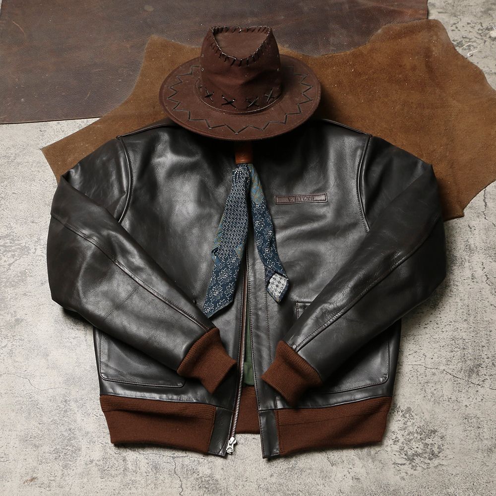 Tailor Brando Great Escape A2 Classic Vintage Aviator Jacket Hard Horsehide Men's Short Genuine Leather Jacket_voghion.com