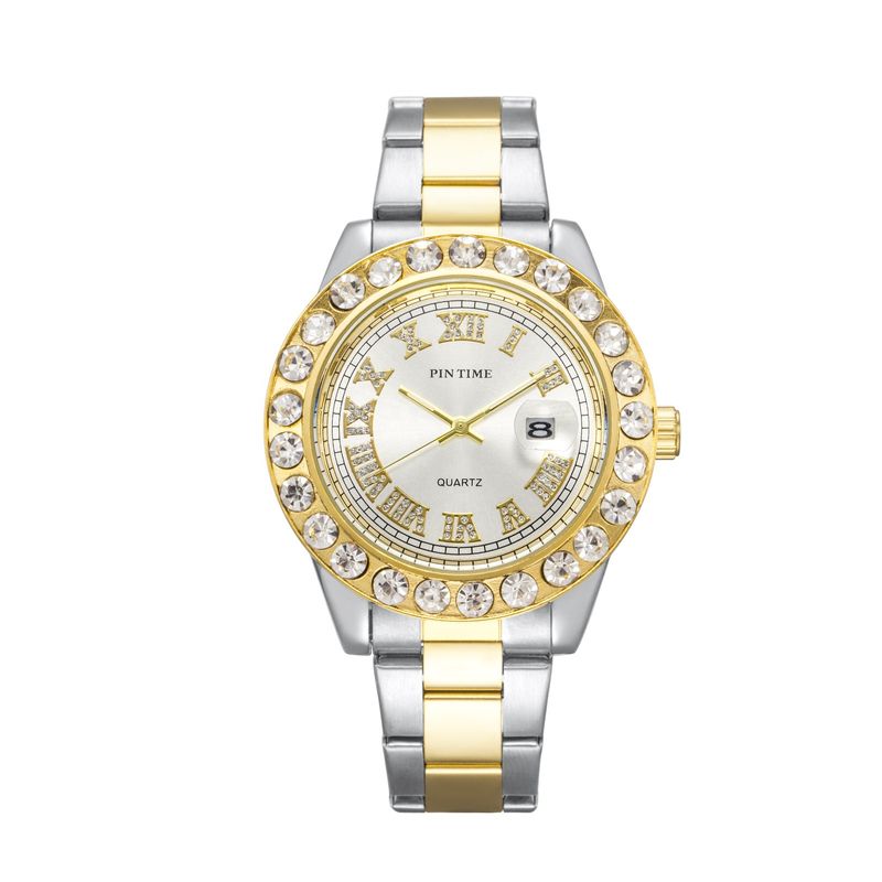 Orologio di lusso Hip Hop Bling in oro ghiacciato Orologio al quarzo luminoso impermeabile con diamanti da uomo_voghion.com