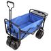 Folding Wagon Garden Shopping Beach Cart (Blue)_voghion.com