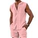 Sommer Herren Weste Hemd Casual Lose Ärmellose Shorts Strand Set_voghion.com