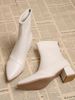 Botas ajustadas de estilo occidental francés con punta puntiaguda y tacón grueso para otoño e invierno_voghion.com