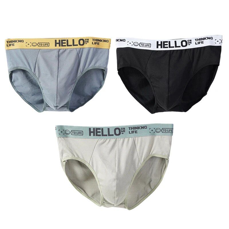 MERCURY 3 Pcs/Lot Men's Breathable Letter Briefs Underwear Sexy Shorts Elastic Underpants Calzoncillos Para Hombres Large Size_voghion.com