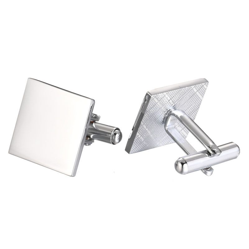 Gemelli quadrati in metallo con bottone a pressione da uomo, accessori per camicie, molto venduti_voghion.com