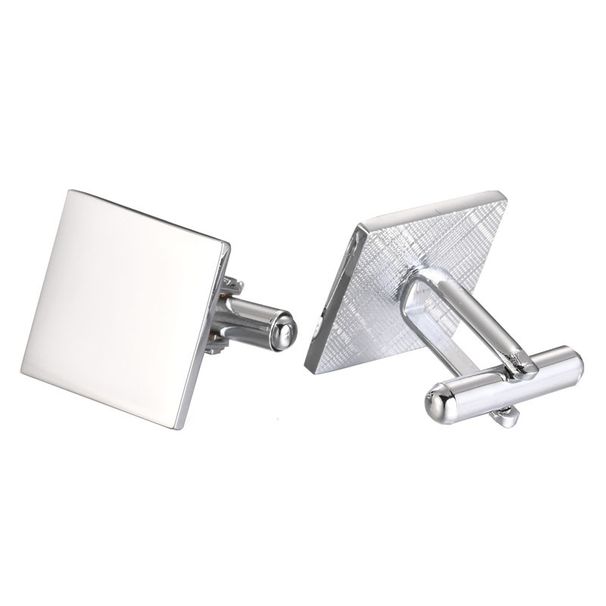 Gemelli quadrati in metallo con bottone a pressione da uomo, accessori per camicie, molto venduti_voghion.com