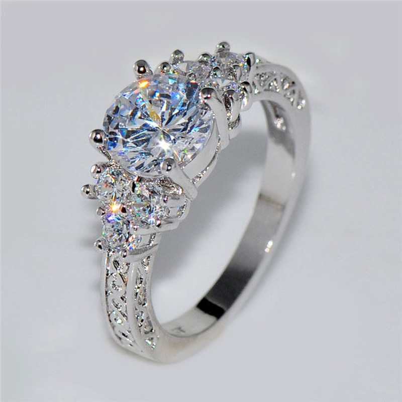 Exquisite Fashion Silver Color Engagement Rings for Women Fashion White Zircon Stones Ring Anniversary Bridal Wedding Jewelry_voghion.com