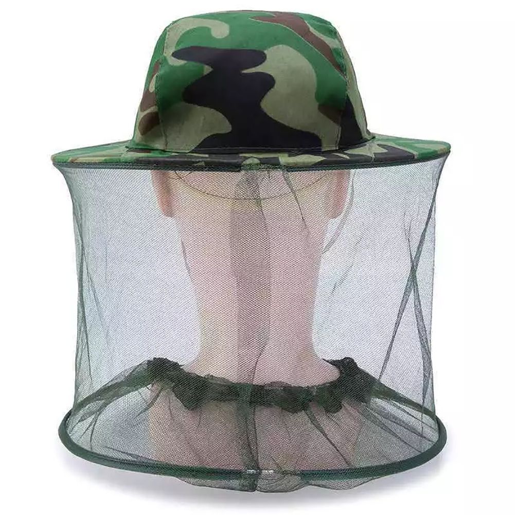 Kaou01 Unisex Camo Mosquito Bee Proof Net Mesh Head Face Protector Cappello da caccia da pesca_voghion.com