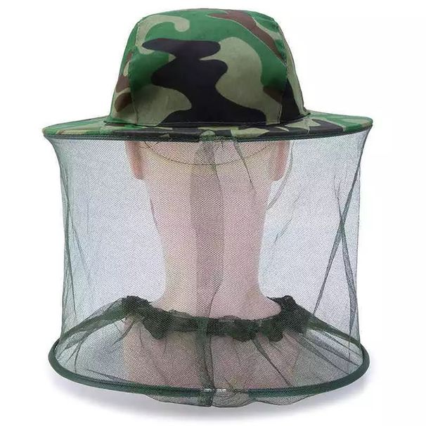 Kaou01 Unisex Camo Mosquito Bee Proof Net Mesh Head Face Protector Cappello da caccia da pesca_voghion.com