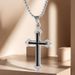 Collana da uomo in acciaio inossidabile con croce a doppio strato, stile hip-hop versatile, accessorio anti-scolorimento_voghion.com