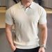 Herrenbekleidung Sommer Revers Kurzarmpullover Herren Polokragen Leichtes Business Slim Casual Cooles Einfarbiges Hemd_voghion.com