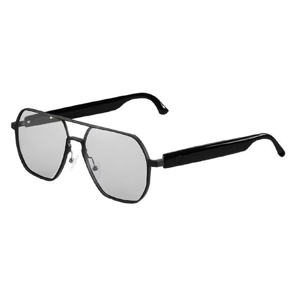 GS12 Smart Sunglasses With Bluetooth, UV Protection, Anti-Blue Light, Touch Control & HD Sound For Calls & Music – Stylish Metal Black Frame_voghion.com