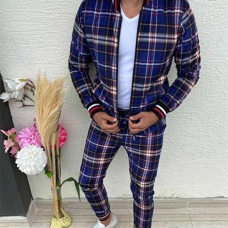 Neu Slim Fit Herrenbekleidung 3D-gedruckter Hoodie Jugend Herbstjacke Reißverschluss Lässiges Sport-Set_voghion.com
