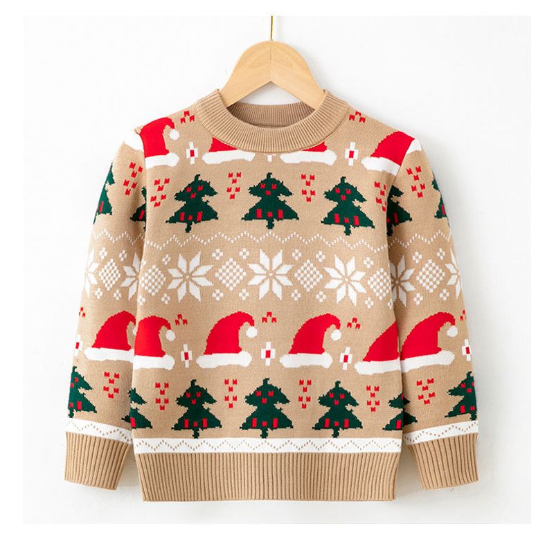 Christmas clothing Children's pullover Santa hat girls baby bottoms knitwear_voghion.com