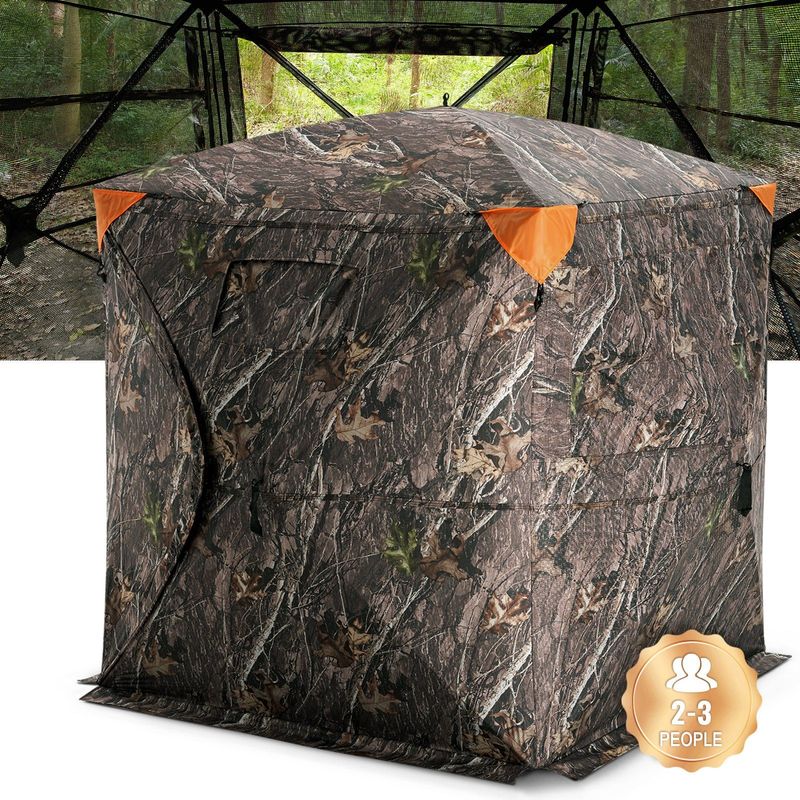 VEVOR Hunting Blind, 270° See Through Ground Blind, 2-3 Person Pop Up Deer Blind For Hunting With Carrying Bag, Portable Resilient Hunting Tent, One-Way See-Through Mesh For Turkey And Deer Hunting_voghion.com