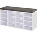 HOMCOM Multi-Storage Shoe Rack 14 Compartments Cushion Moving Shelves Home White_voghion.com
