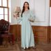 Muslimische Robe Damen Einfaches besticktes Kleid Kaftan Kleider_voghion.com