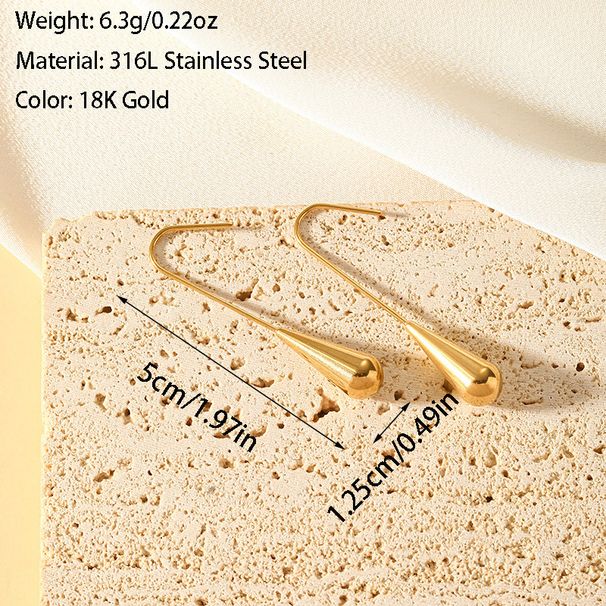 Klassisen muodikkaan kylmän tuulen naisten korvakoukku vesipisara personoitu muotoilu titaaniteräskorvakorut temperamentti monipuolinen_voghion.com